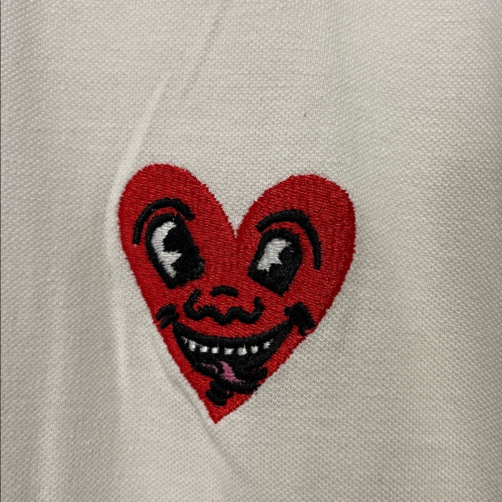 Reason Men's White Polo Shirt with Heart Patch - Picture 3 of 7